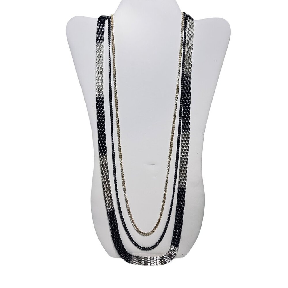 Avon Tri-Colored Triple Strand Multi-Chain Necklace Signed NWT (6167)
